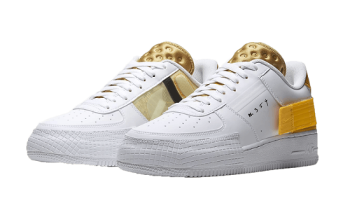 Alternative view of Nike Air Force 1 Low Drop Type White Gold Yellow