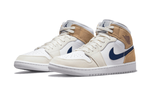 Alternative view of Air Jordan 1 Mid Tan Suede Navy