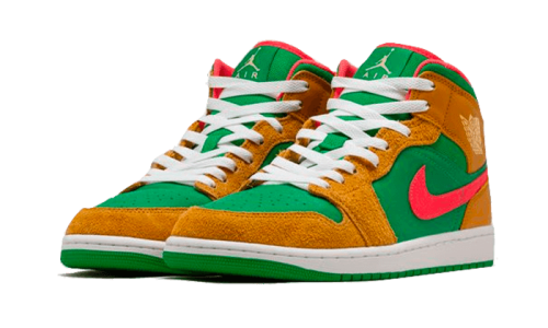 Alternative view of Air Jordan 1 Mid Wheat Watermelon