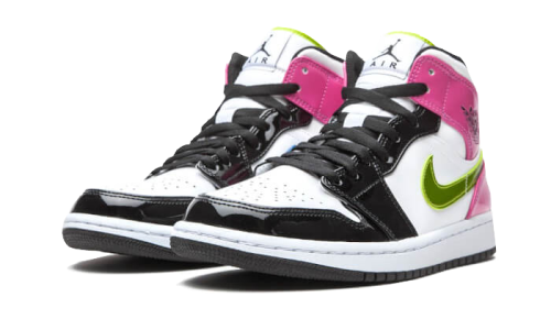 Alternative view of Air Jordan 1 Mid White Black Cyber Pink