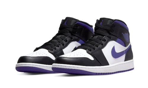 Alternative view of Air Jordan 1 Mid White Black Purple