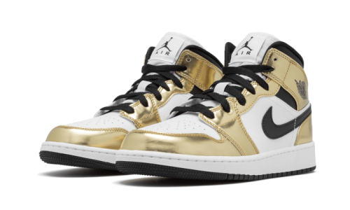 Alternative view of Air Jordan 1 Mid White Metallic Gold