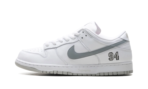 Nike SB Dunk Low Supreme White Metallic Silver