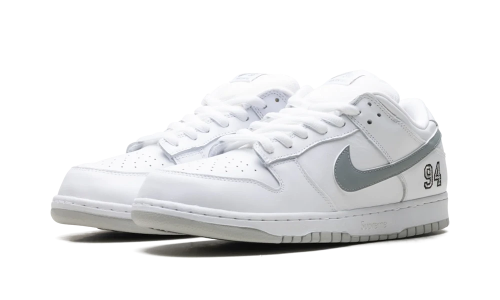 Alternative view of Nike SB Dunk Low Supreme White Metallic Silver