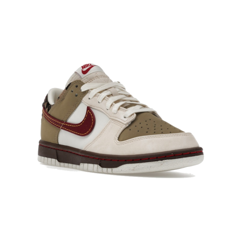 Alternative view of Nike Dunk Low Retro Khaki Team Red Pearl White